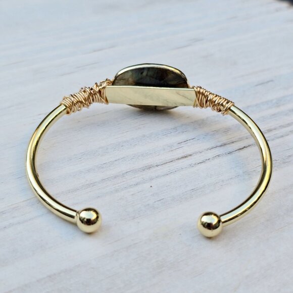 Labradorite Wire Wrap Bracelet w/ 14Kt Gold Over Copper – Moon Energy Design – N - Picture 4 of 10